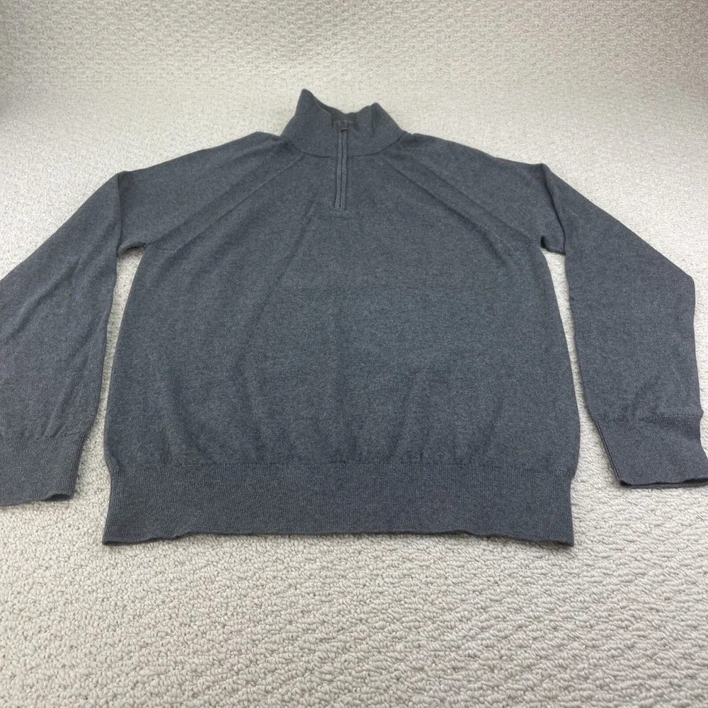 Banana Republic Men's Sweater L Gray‎ 1/4 Zip Cashmere Cotton Classic
